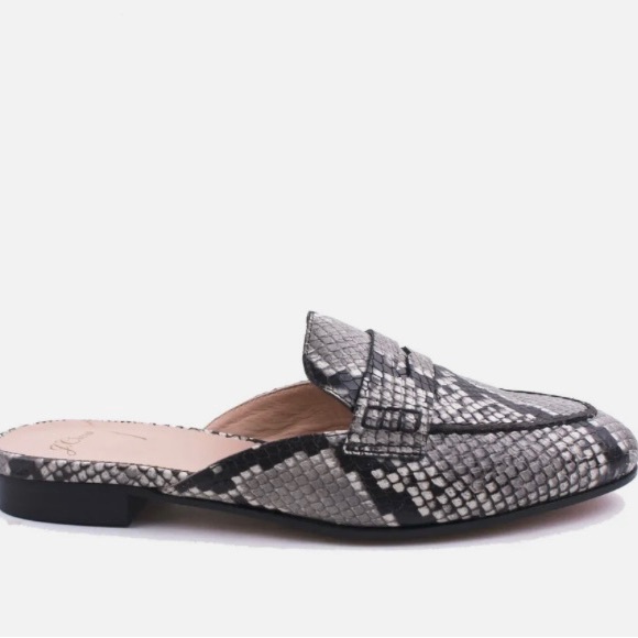 JCREW Size 8.5 Academy Penny Loafer Mules in Snake-Embossed Leather - Picture 2 of 2